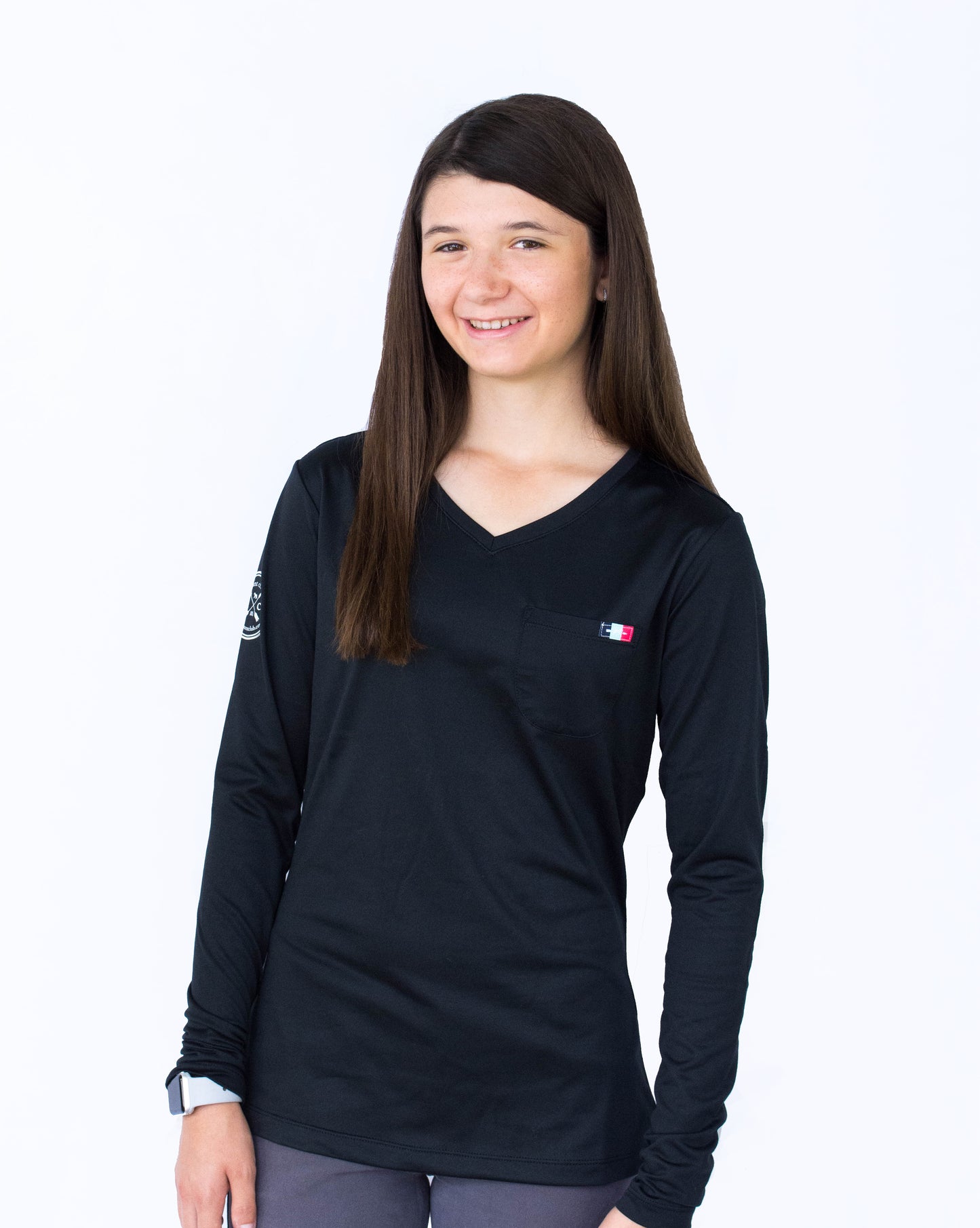 Women's Long Sleeve Essential Pocket Tee - Black