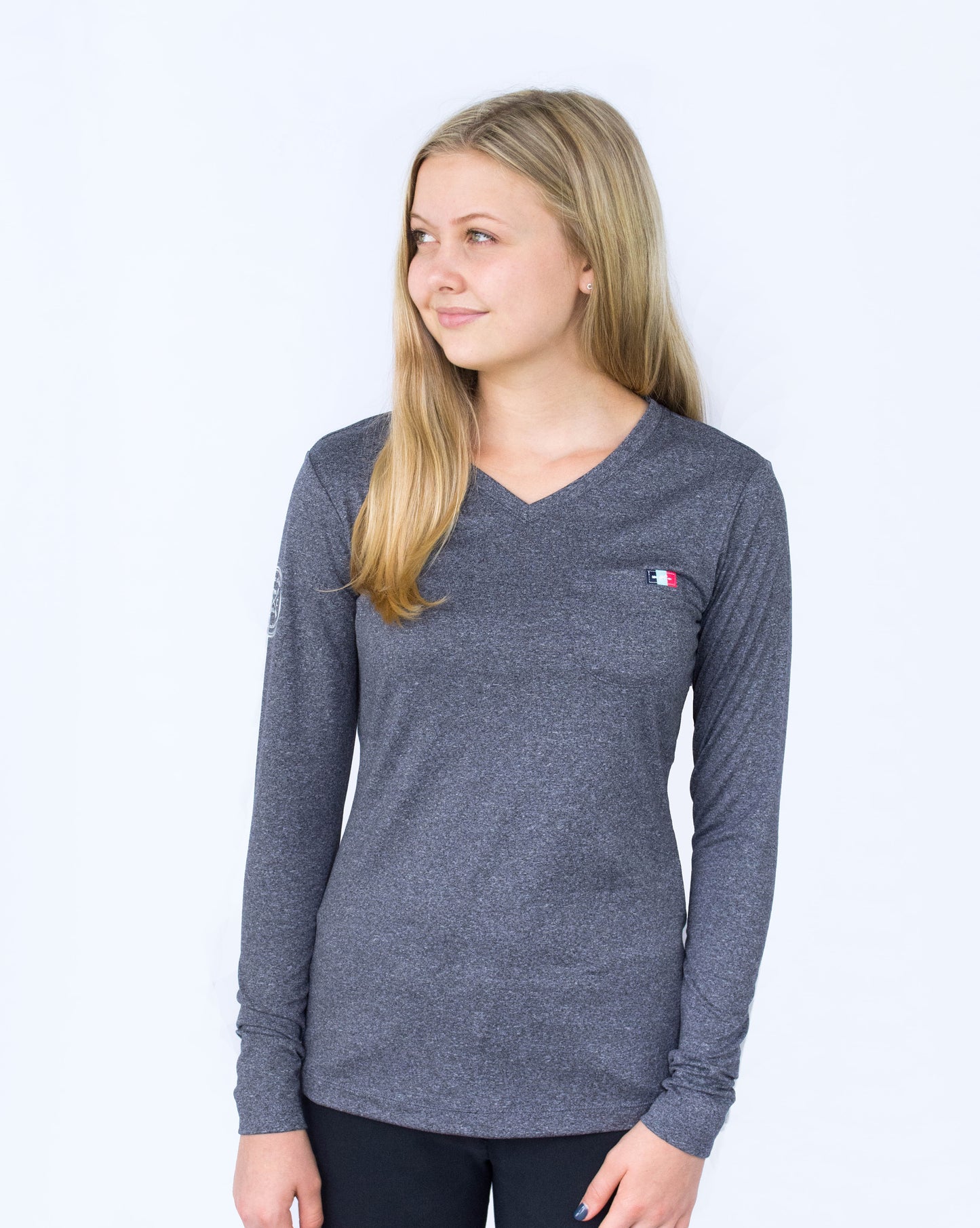 Women's Long Sleeve Essential Pocket Tee - Dark Heather Grey