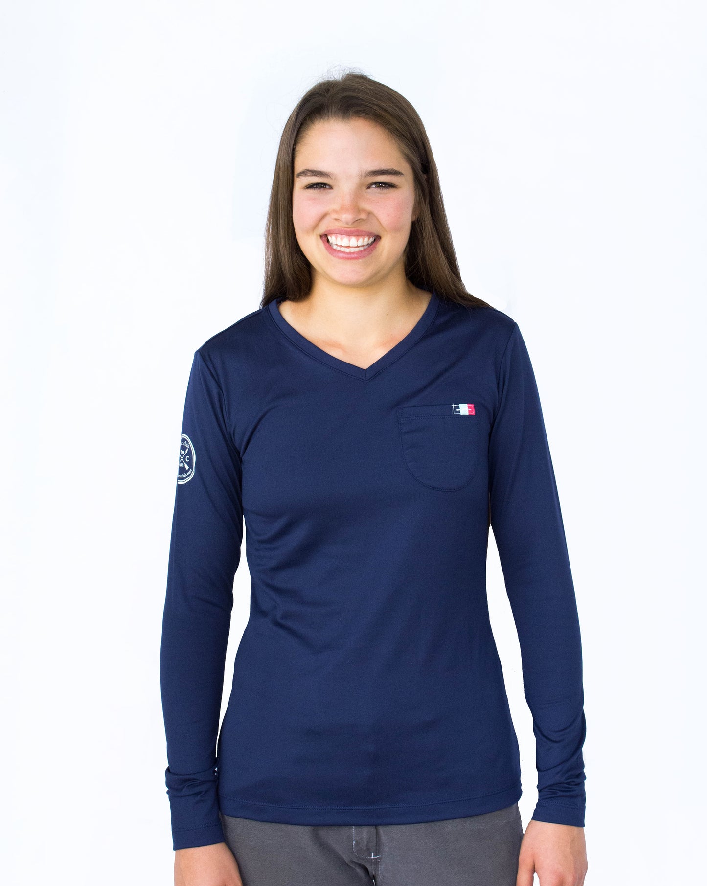 Women's Long Sleeve Essential Pocket Tee - Navy